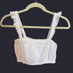 Aritzia White Ruffled Bandeau